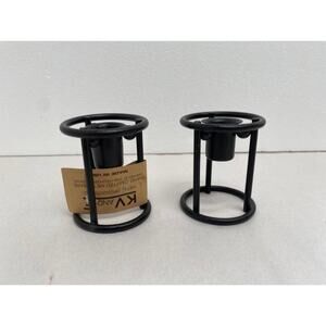 KV & F Metal Works Candle Holder Black Iron Style Set of 2 NWT